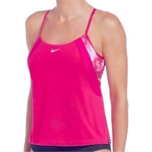 New Nike Racerback tie dye layered pink fuchsia Tankini swimsuit